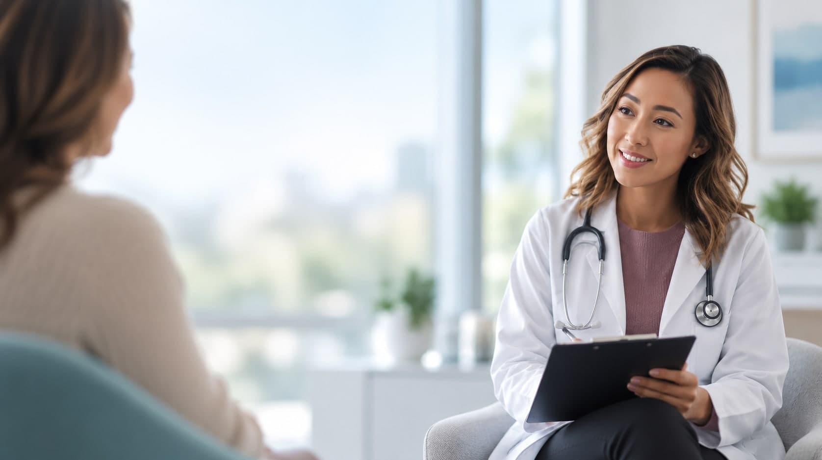 A doctor talking with a patient at the clinic